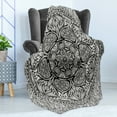 thumbnail image 4 of Ethnic Soft Flannel Fleece Throw Blanket, Mandala Inspired Artwork Hand Drawn Paisley Pattern Boho Native, Cozy Plush for Indoor and Outdoor Use, 50" x 70", Black and White, by Ambesonne, 4 of 5