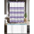 thumbnail image 6 of No Hook Cloth Fabric Shower Curtain with Snap in Liner, Purple Stripes Waterproof Shower Curtains Set with See Through Top Window, Modern Minimalist Horizontal Ombre Lines Bath Curtains 66"x72", 6 of 6