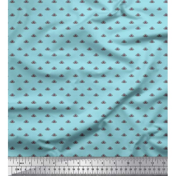 Soimoi Cotton Voile Fabric Tribal Tent Small Print Fabric by The Yard 56 Inch Wide