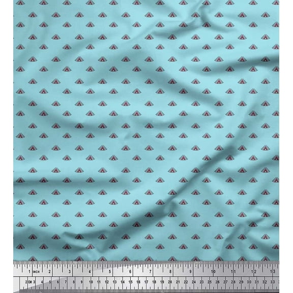 Soimoi Velvet Fabric Tribal Tent Small Print Fabric by The Yard 58 Inch Wide