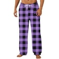 thumbnail image 3 of qolati Christmas Pajama Pants for Men Flannel Buffalo Plaid Comfy Lounge Pants Winter Warm Fleece PJs Bottoms with Pockets Drawstring Purple XXL, 3 of 5
