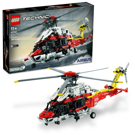 LEGO Technic Airbus H175 Rescue Helicopter 42145, Educational Model Building Set for Kids, with Spinning Rotors and Motorized Features, Construction Toy
