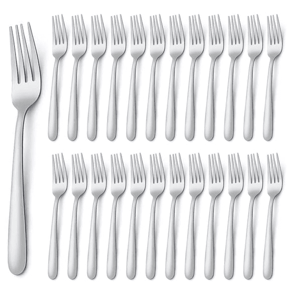 Dinner Forks 24 Pack Stainless Steel 7.1 Inch Mirror Polished Dishwasher Safe Silver Flatware Forks For Home Kitchen Restaurant Big Family Bulk Set