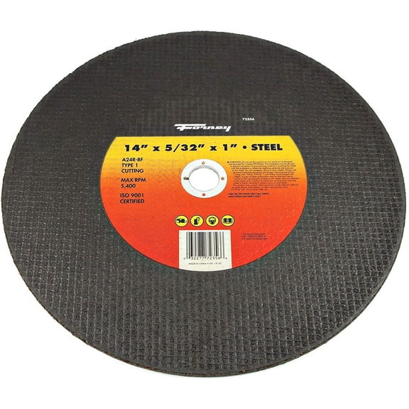 Forney 72356 Chop Saw Blade, Type 1 High Speed Metal with 1-Inch Arbor, A24R-BF, 14-Inch-by-5/32-Inch