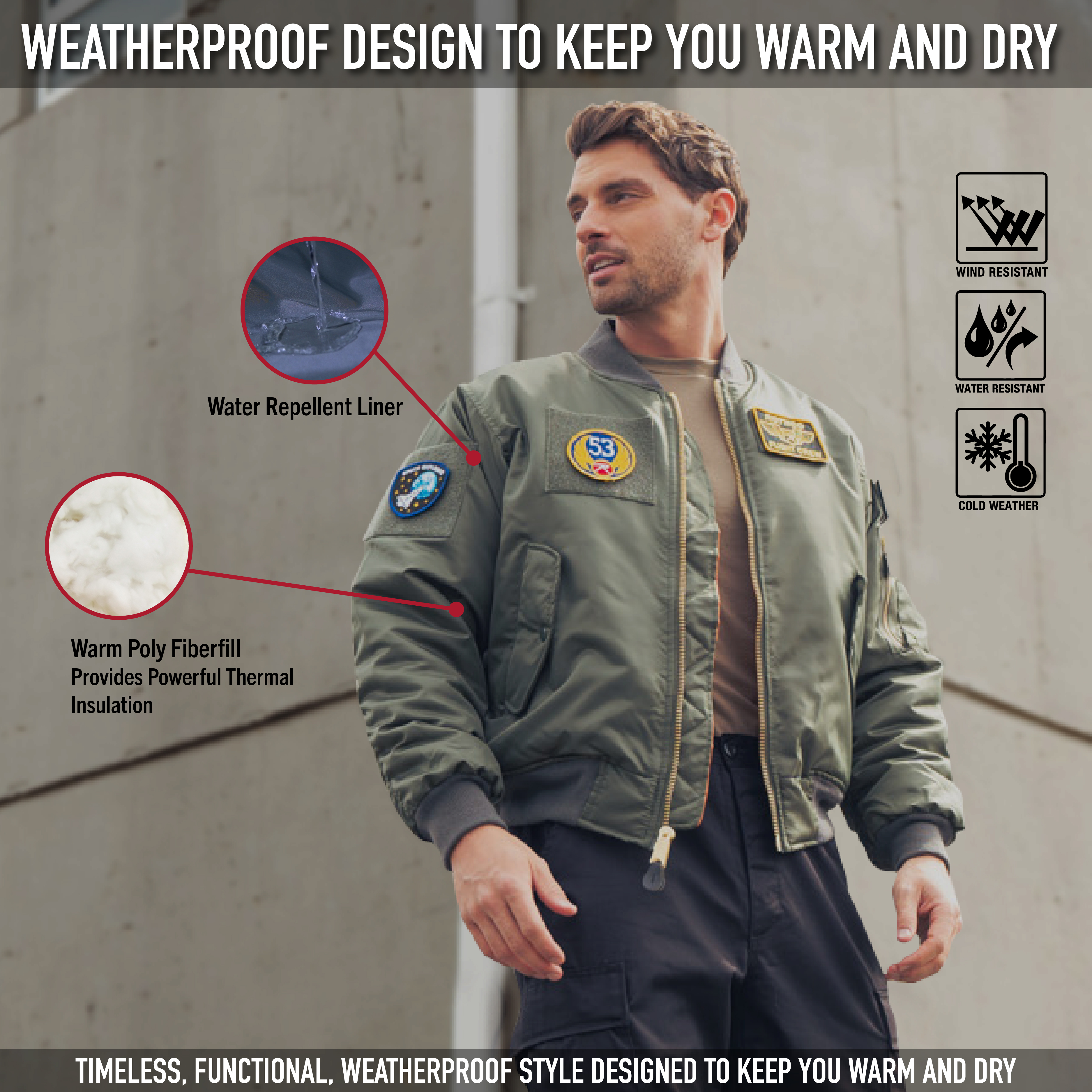 Rothco MA-1 Flight Jacket with Patches - image 3 of 6
