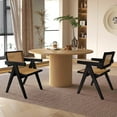 thumbnail image 3 of Kithkasa Rattan Dining Chairs for Dining Room,Solid Wood Finish with Armrest,Set of 2,Black, 3 of 10