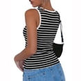 thumbnail image 2 of EKVAHL Tank Tops For Women Ribbed Knit Round Neck Striped Camis, Slim Side Ruched Stretchy Blouses, Casual Daily Summer Sleeveless Tops Black, 2 of 3