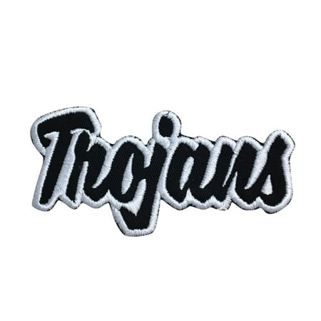 Trojans - Black/White - Team Mascot - Words/Names - Iron on Applique/Embroidered Patch