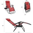 thumbnail image 3 of Kemon Zero Gravity Folding Lounge Outdoor Patio Adjustable Reclining Chair with Pillows and Cup Holders for Beach Set of 2, Red, 3 of 7