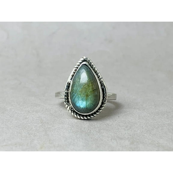 Heaven Crafts 925 Sterling Silver Blue Fire Labradorite Ring Designer Jewelry Gift Item