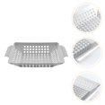 thumbnail image 3 of Camping Grill Tray Convenient Grill Topper Stainless Steel BBQ Pan Grill Accessory, 3 of 8