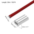 thumbnail image 2 of Cuerda de alambre Uxcell de 100 pies (30 m) de cable de acero inoxidable 304 recubierto de vinilo con 10 piezas de manguitos de aluminio rojos, 2 of 7