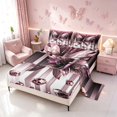 thumbnail image 2 of Homewish Pink Butterfly Queen Sheets, Diamonds Glitters Print Queen Sheet Sets, 4pcs (1 Flat Sheet, 1 Fitted Sheet and 2 Pillowcases), 2 of 6