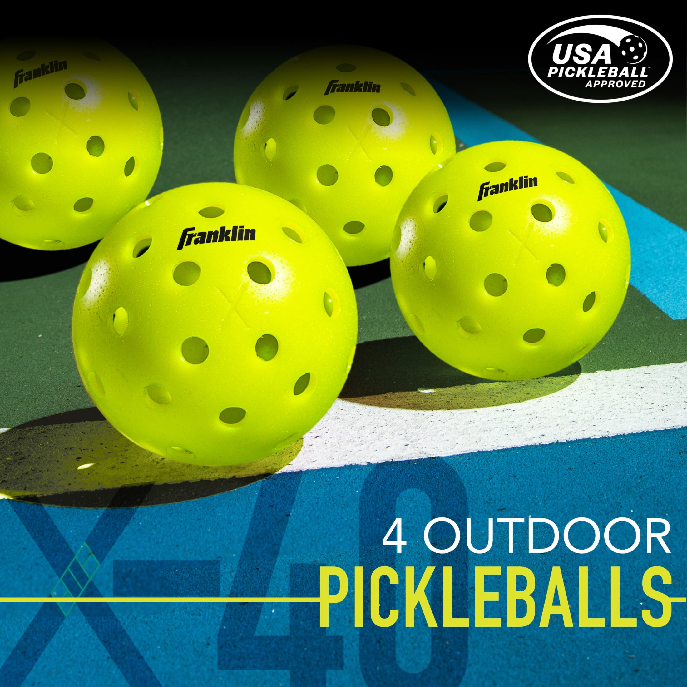 Franklin Sports Pickleball Paddle and Ball Set - (2) Pilot Fiberglass Pickleball Rackets + (4) X-40 Pickleballs - USA Pickleball (USAPA) Approved - 2 Player Pickleball Paddles + Balls Set