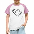 thumbnail image 2 of dazeni Girls Short Sleeve T Shirts Cute Heart Print Summer Tops Crewneck Color Block Basic Graphic Tees, 2 of 8