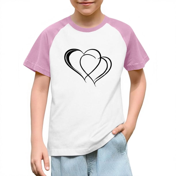 Blusas y camisas de manga corta con cuello redondo para niños y niñas, blusa de manga corta con estampado de cuello redondo