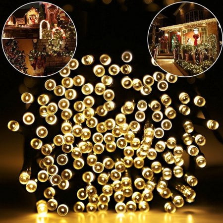 Ex Outdoor Lights - Outdoor String Lights, 40ft 100 LED Waterproof Solar Decoration Lighting for Indoor/Outdoor, Patio, Lawn, Garden, and Holiday Festivals (100 LED warm white)