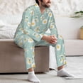 thumbnail image 7 of Salouo Floral Daisy Print Button-Front Long Sleeve Pajama Set for Men, Soft 2Pjs Men's Long Sleeve Sleepwear-Large, 7 of 7