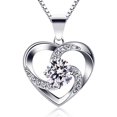 thumbnail image 1 of Diamante blanco oro platino (colgante único sin cadena con colgante en forma de corazón, 1 of 5