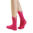 thumbnail image 2 of Chaussettes Rouges pour Femmes, Chaussettes Habillées Légères et Décontractées, Chaussettes Mi-Mollet Couleur Unie, Chaussettes Fleur Papillon, 2 of 4