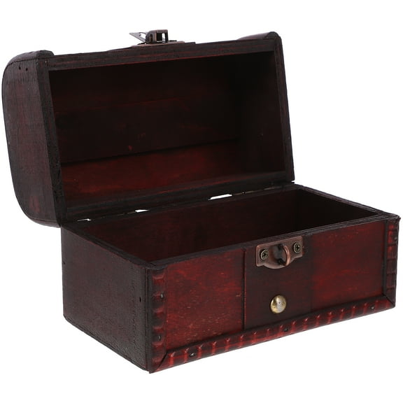 YUYUETIME Antique Treasure Chest Wooden Aged Red 1Pack 5.9x3.9x3.3in