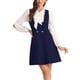 thumbnail image 1 of Vestido Pinafore Inspire Chic para Mujer A-Line Overoles Doble Botonadura Tirantes XS Azul Profundo, 1 of 5