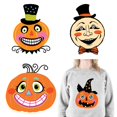 thumbnail image 2 of Calcomanías de impresión de cara sonriente de calabaza para Festival de Halloween, pegatinas de transferencia de calor DTF, listas para presionar para bolsas de ropa, 2 of 4