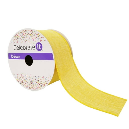 UPC: 0191518419443 | 2.5 Faux Linen Wired Ribbon by Celebrate It™ Décor