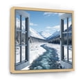 thumbnail image 2 of Designart "Mountain View in Winter from Window" Landscapes Framed Wall Art - Blue Winter Landscape Bedroom Framed Canvas Wall Art, 2 of 6