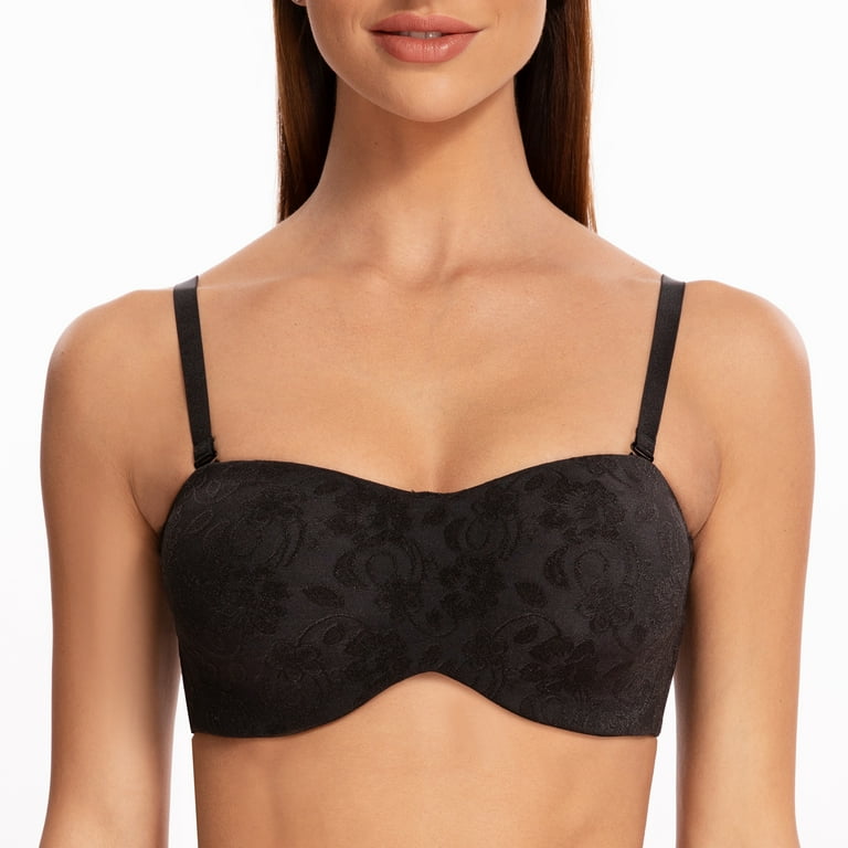 MELENECA Women's Unlined Strapless Bra with Underwire Minimizer