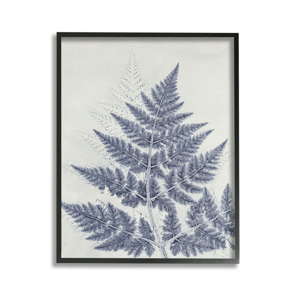 Stupell Industries Blue Fern Imprint Botanical & Floral Painting Black Framed Art Print Wall Art, 11 x 14