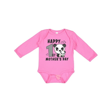 

Inktastic Happy First Mothers Day with Panda Bears Gift Baby Boy or Baby Girl Long Sleeve Bodysuit
