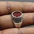 thumbnail image 5 of Silver Handmade Ring 925k Sterling Silver Red Carnelian GemStone Ring Men's Ring with Round Stones Outstanding Gift KCR022, 5 of 7