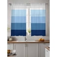 thumbnail image 4 of Sheer Curtains 63 inches Long, Navy Blue Striped Gradient Rustic Wood Board Light Filtering Sheer Window Curtains Rod Pocket Voile Drapes for Bedroom Living Room, 52"W x 63"L 2 Panels, 4 of 7