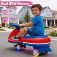 thumbnail image 6 of Track Seven 12V Electric Wiggle Car with Pedal, 2 in 1 Swing Car, Bluetooth, LED Lights, Flashing PU Wheels, Max Speed 5 Mph, Anti-Rollover, 12V Ride on Toy Car for Kids Toddlers Aged 3+, Blue+Red, 6 of 8