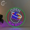 thumbnail image 3 of C-CRAFT Acai Bowl Open Neon Sign Led Light Up 33 inch for Acai Smoothie Bar Wall Art Decor, 3 of 4