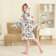 thumbnail image 2 of FORMRS Niños Bathrobe Unisex Hooded Robe Soft Plush Pajamas Sleepwear, Size 2-3T, Orange Cartoon Houses, 2 of 7