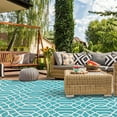 thumbnail image 5 of Yamaziot 9'x12' Outdoor Rugs Patio Rug Reversible Mats Waterproof RV Rug Plastic Straw Outdoor Area Rug for Patios, Camping, Porch, Balcony, Beach, Deck, Teal, 5 of 9