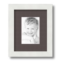 ArtToFrames 8x10" Matted Picture Frame with 4x6" Single Mat Photo Opening Framed in 1.25" Satin White Frame and 2" Chestnut Mat (FWM-3966-8x10)