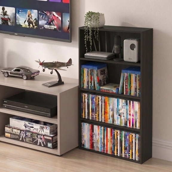Furinno BASIC 4-Tier Open Shelf CD Rack & DVD Shelf. 6 x 24 x 35. Espresso