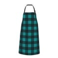 thumbnail image 2 of Fuzoiu Teal On Black Plaid Print Adjustable Waterproof Apron with Pockets,Waterproof Apron for Cooking, Gardening, and Art Projects, 2 of 8