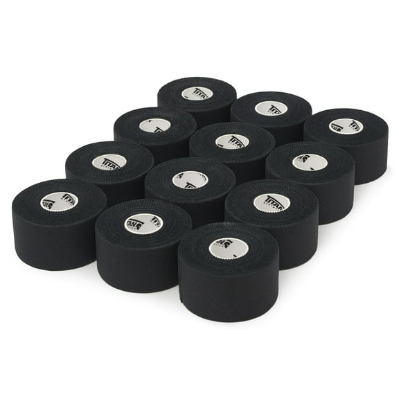 12 Pack  - Black - Athletic Tape/Sports Tape - 1.5 Inch x 45 Feet Per Roll - 100 Percent Cotton with Zinc Oxide - Easy Tear Zig Zag Design and No Sticky Residue