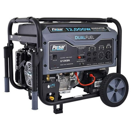 - Pulsar 12,000W Dual Fuel Portable Generator in Space Gray with Electric Start, G12KBN