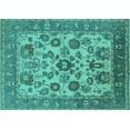 thumbnail image 1 of Ahgly Company Machine Washable Indoor Rectangle Oriental Turquoise Blue Industrial Area Rugs, 6' x 9', 1 of 4