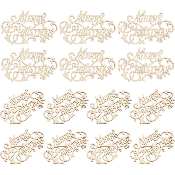 Uonlytech Decorations Unfinished Wooden Christmas Ornaments Beige 20Pcs