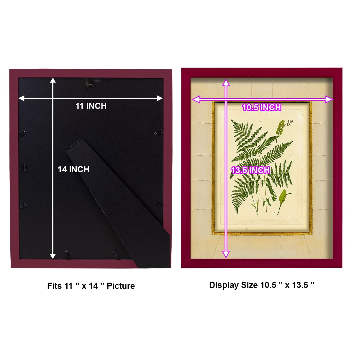 Fern with Crackle Mat (H) IV - Framed Print w/glass - Cherry Red
