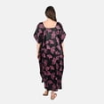 thumbnail image 2 of TAMSY Pink Color Leaf Print Silk Blend Square Neck Kaftan - One Size Fits Most Birthday Christmas Gifts, 2 of 5