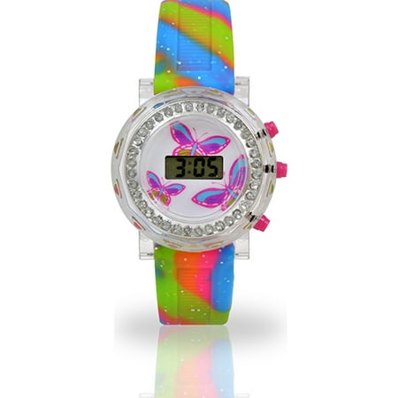 Accutime Watch Corp Kids' Butterfly Flashing Lcd Watch