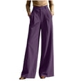 thumbnail image 2 of Cagogo Women's Wide Leg High Waisted Trousers with Pockets Solid Elegant Office Long Pants Casual Business Dress Pants, Purple 2XL, 2 of 7
