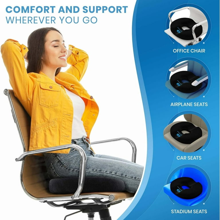 Everlasting Comfort Donut Pillow 2-in-1 Ergonomic Memory Foam Seat Cushion  & Hemorrhoid Pillow 